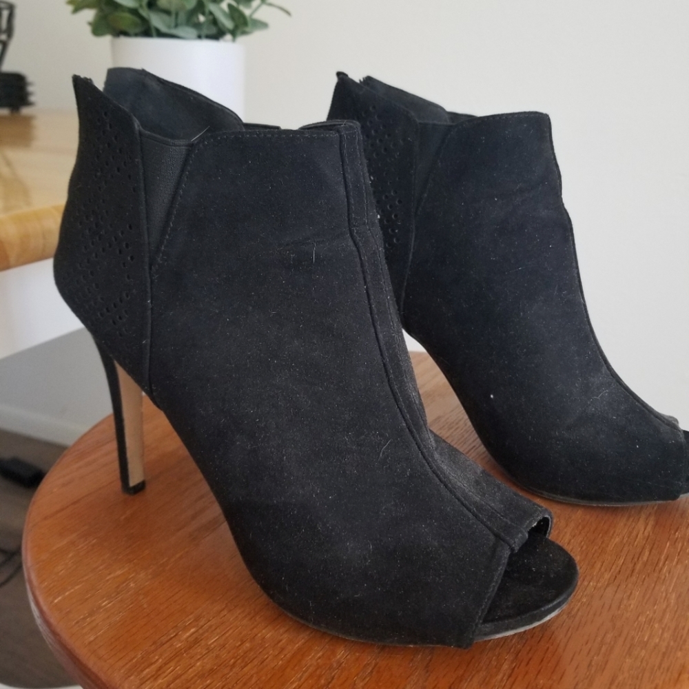 Black Open Toe Booties